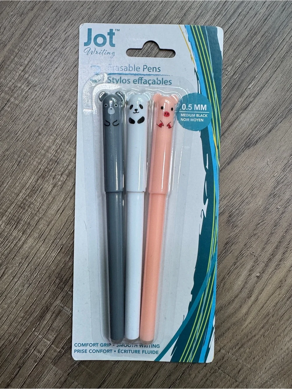 Jot Writing 3-Pack Erasable Pens - Gray, White, Peach - Medium, Black Ink